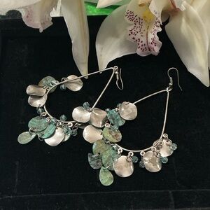 Elegant Silver and Green Dangle Earrings
